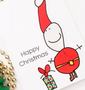 Crtež Djeda Mraza sa natpisom Happy Christmas